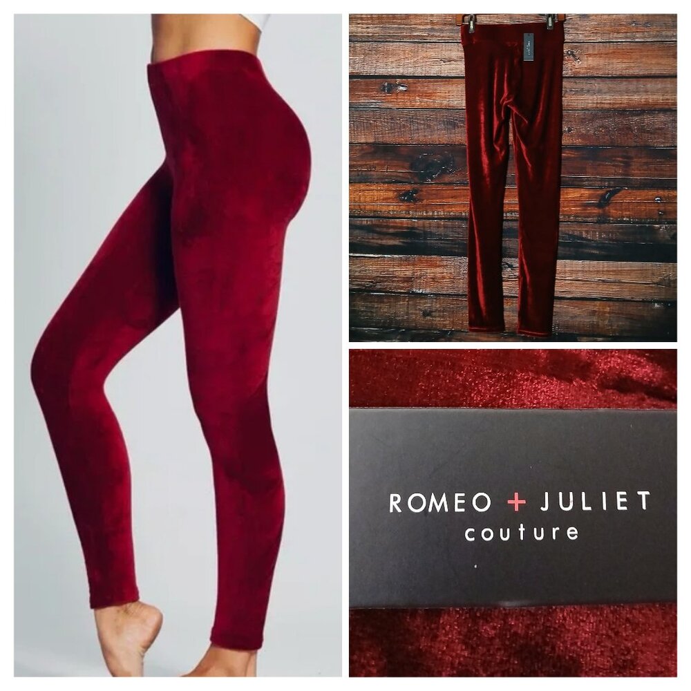NWT Romeo & Juliet Couture Leggings S Burgundy Velvet High Waist
